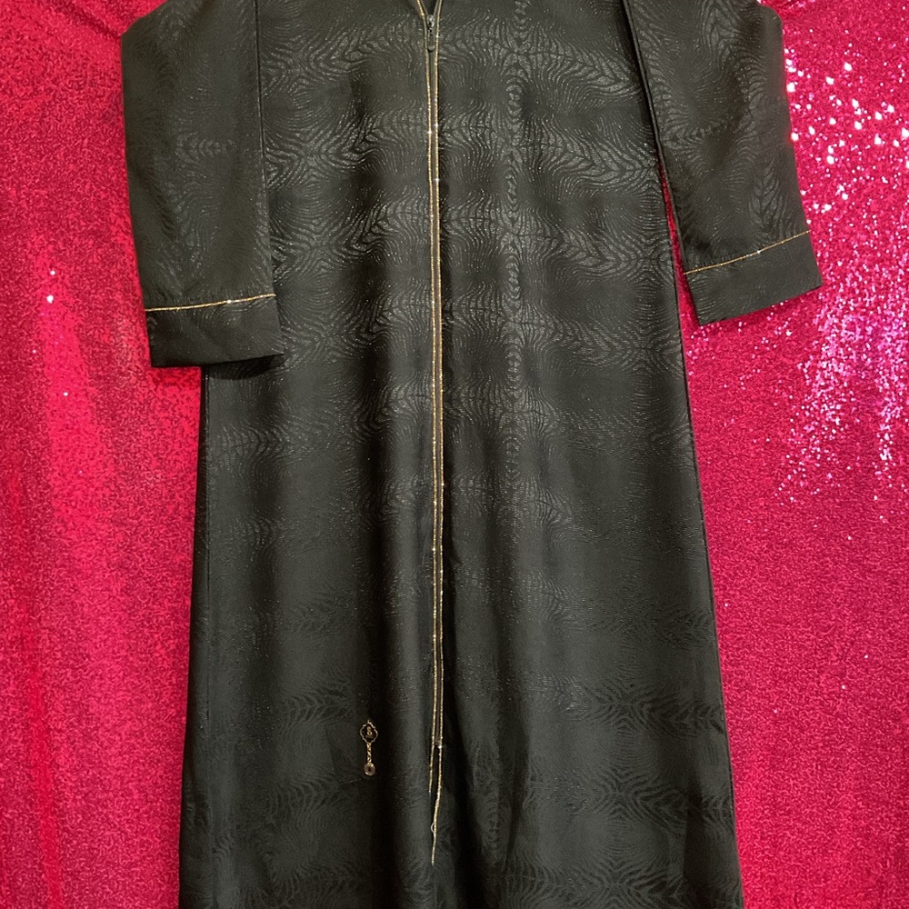 Elegant Black Long Coat with Gold Accents